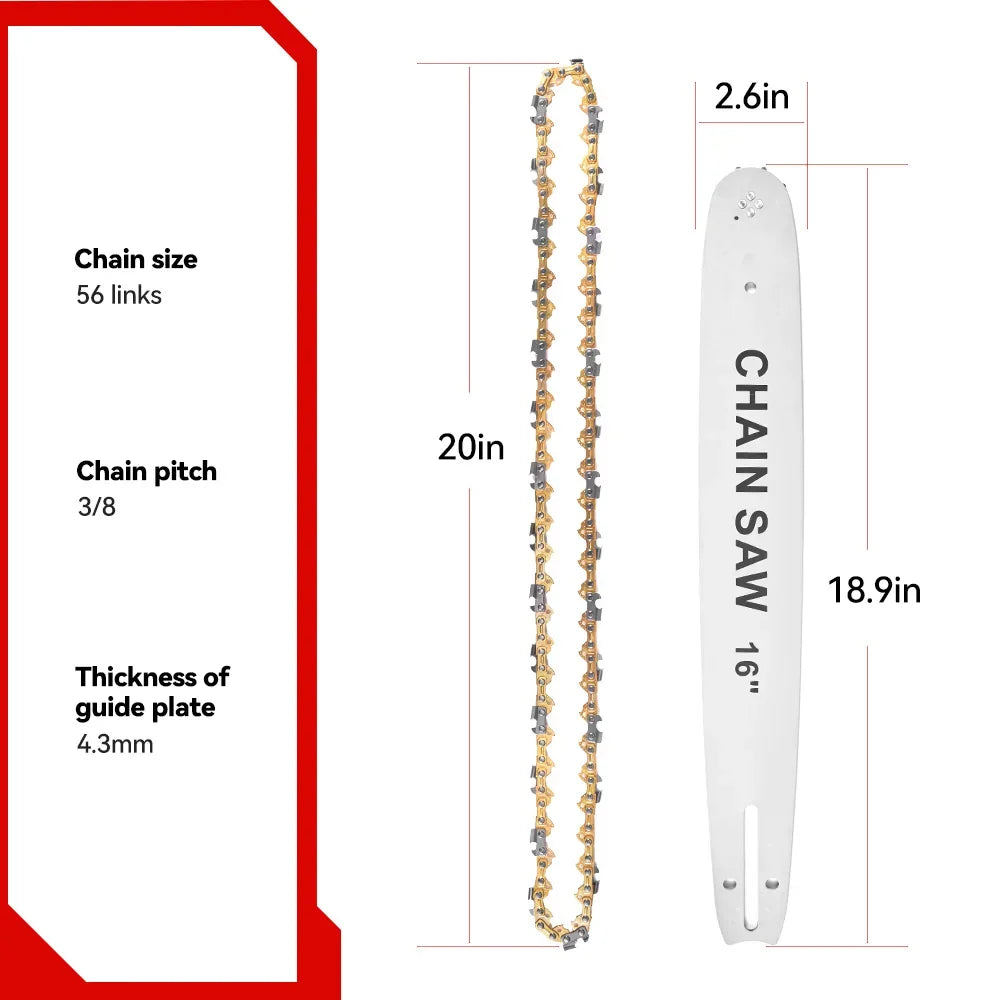 16 Inch Chainsaw For Woodworking Garden Replacement Electric Saw Guide Plate Chainsaw Blade Pruning Chain Saw Accessories