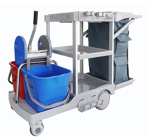 Wholesale Restaurant Service Multifunction Hotel Plastic Housekeeping Serving Folding Cleaning Trolley Janitorial Cart