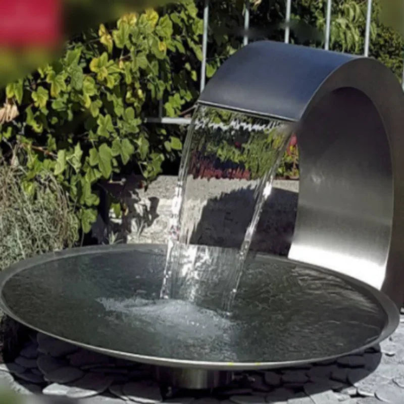 Metal Water Fountains and Waterfall in Garden Decoration