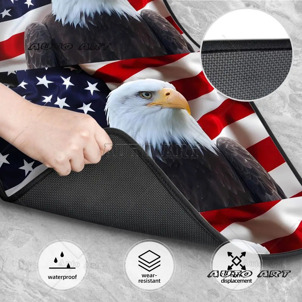 Eagle USA Flag Car Waterproof Rubber Car Mats 4PCS Car Floor Carpets Rugs Non-Slip Auto Foot Mats Floor Mats