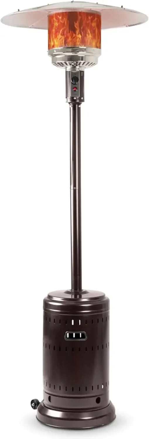 46,000 BTU Outdoor Propane Patio Heater with Wheels, Commercial & Residential, Havana Bronze, 32.1 x 32.1 x 91.3 inches (LxWxH)