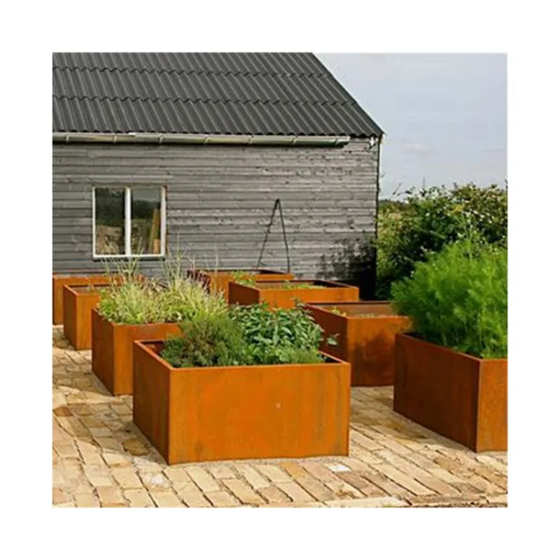 Steel Garden Large Pots Iron Garden Powder Coated Rectangular Planter Boxes Large Outdoor Pots For Plants