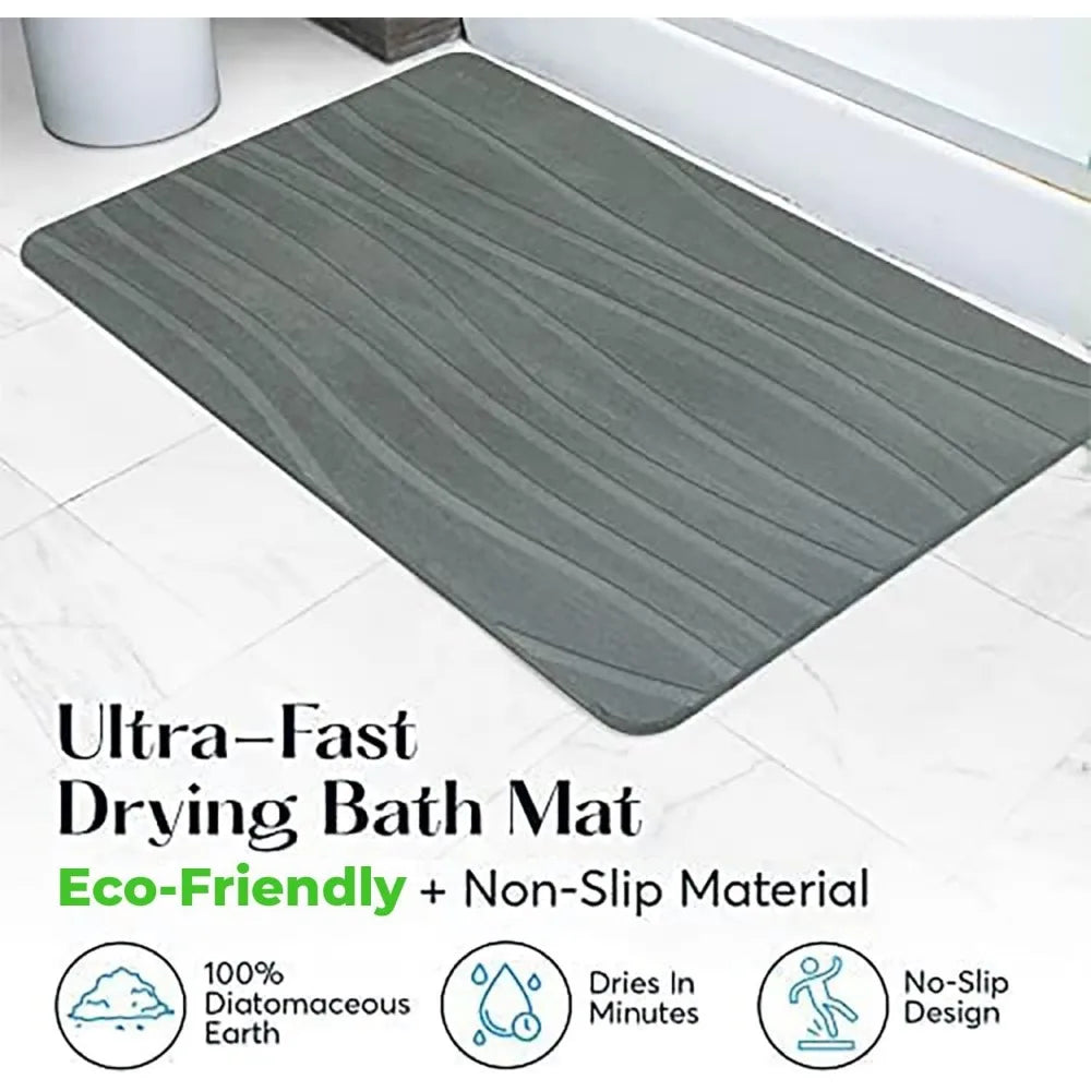 Stone Bath Mat, Diatomaceous Earth Shower Mat, Non-Slip Super Absorbent Quick Drying Bathroom Floor Bath Mats Bathroom