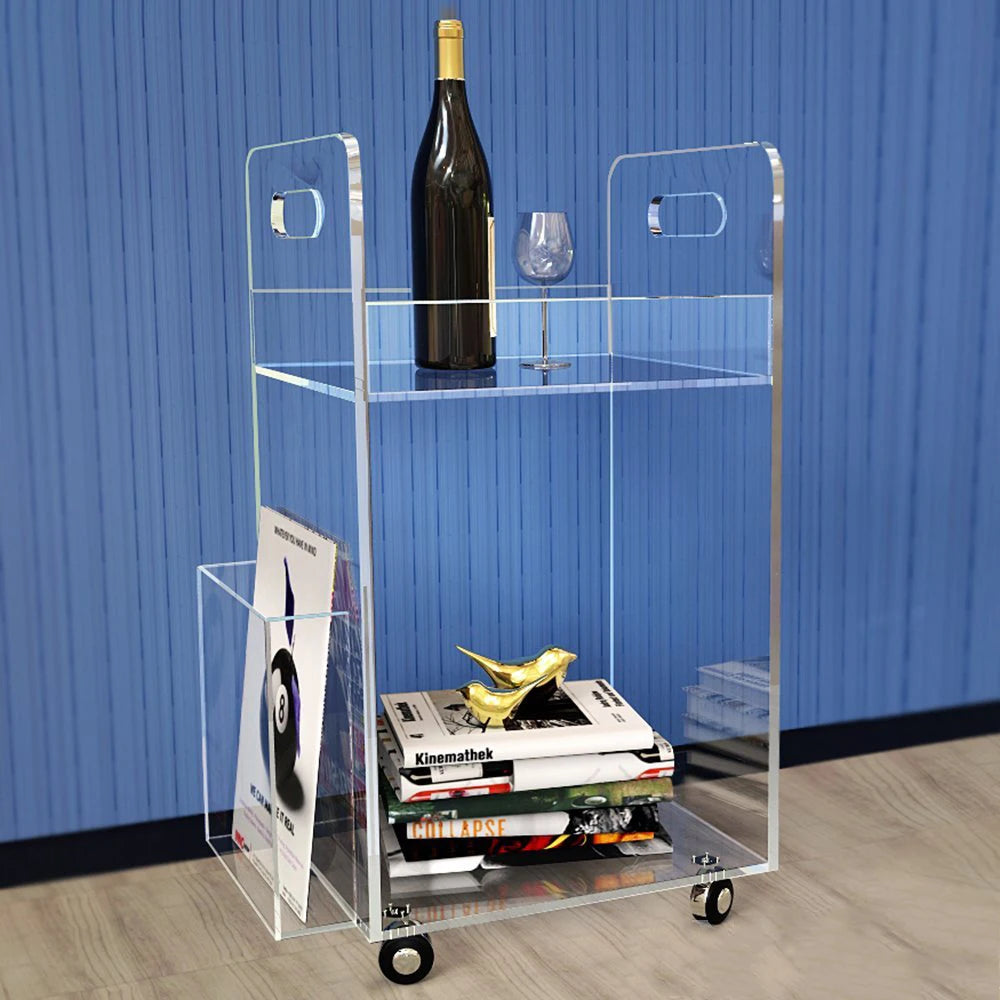 Hotel furniture luggage housekeeping cleaning room service rainbow acrylic trolley Bar Cart Acrylic Hotel Trolley