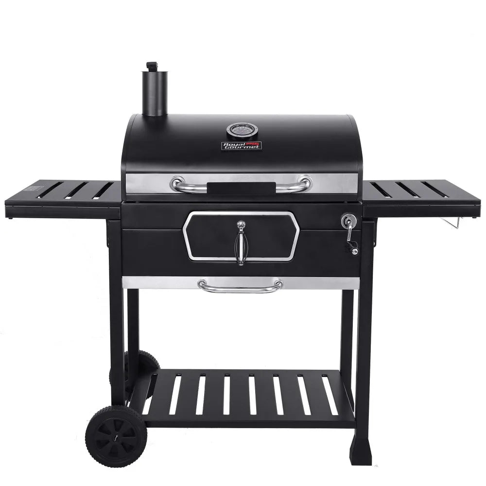 Royal Gourmet  30-Inch Charcoal Grill, Deluxe BBQ Smoker Picnic Camping Patio Backyard Cooking, Black, Large