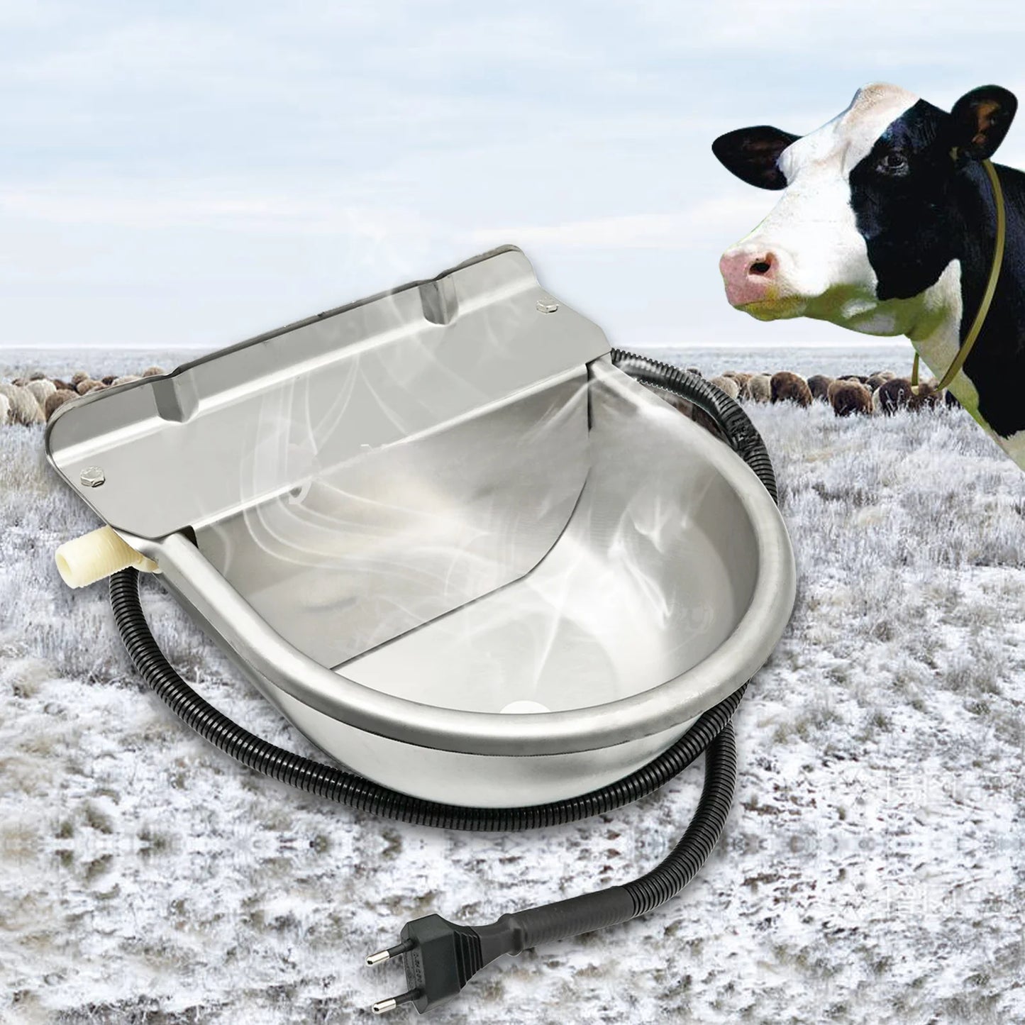 4L Automatic Heated Cattle Drinking Water Bowl Floating Ball Type Rodent Drinker Horse Sheep Dog Dispenser Feeding Eqipments