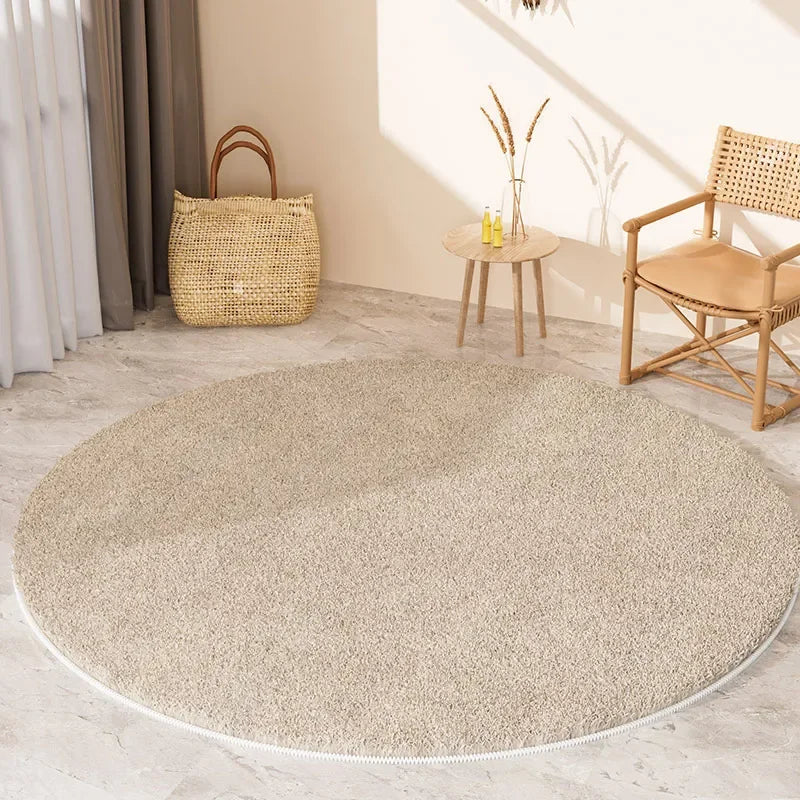 Wabi Sabi Style Round Large Area Carpet Living Room Bedroom Thickened Bedside Carpets Sofa Coffee Table Simple Log Non Slip Rug