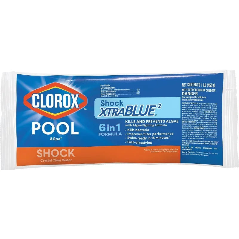 Clorox Pool&Spa 33512CLX Pool Shock XtraBlue (12 1-lb Bags), 12 Pack, White