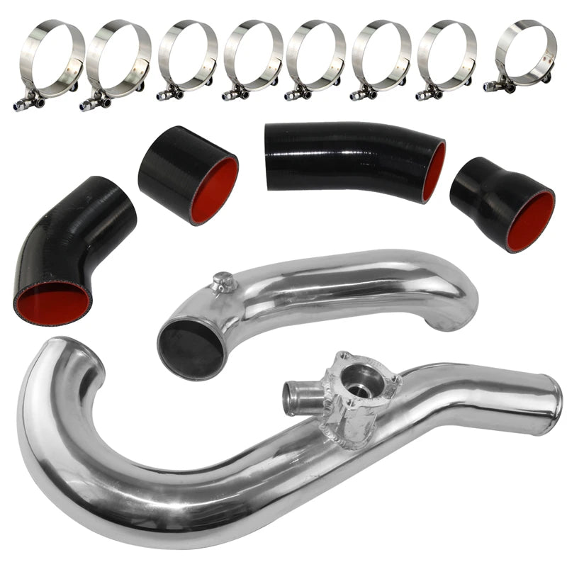 Intercooler Charge Piping Hose Kit Compatible Fit for Ford Mustang EcoBoost 2.3L 2015-2022 Silver/Black