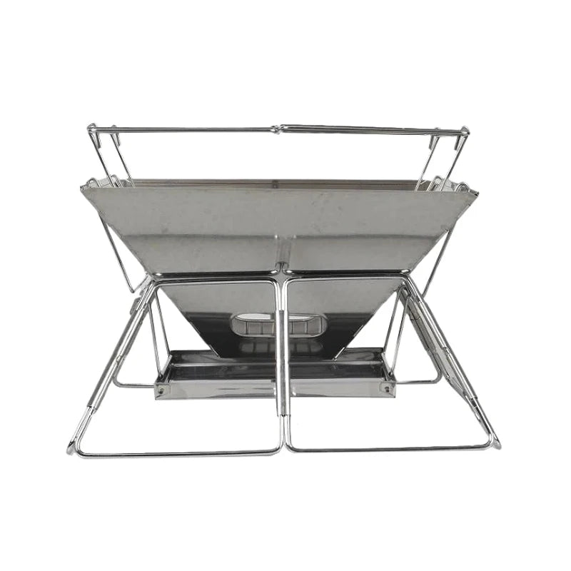 Folding Grill Fire Pit Outdoor Table Camping Stove Stainless Steel Foldable Barbecue With A Charcoal Rack Grill