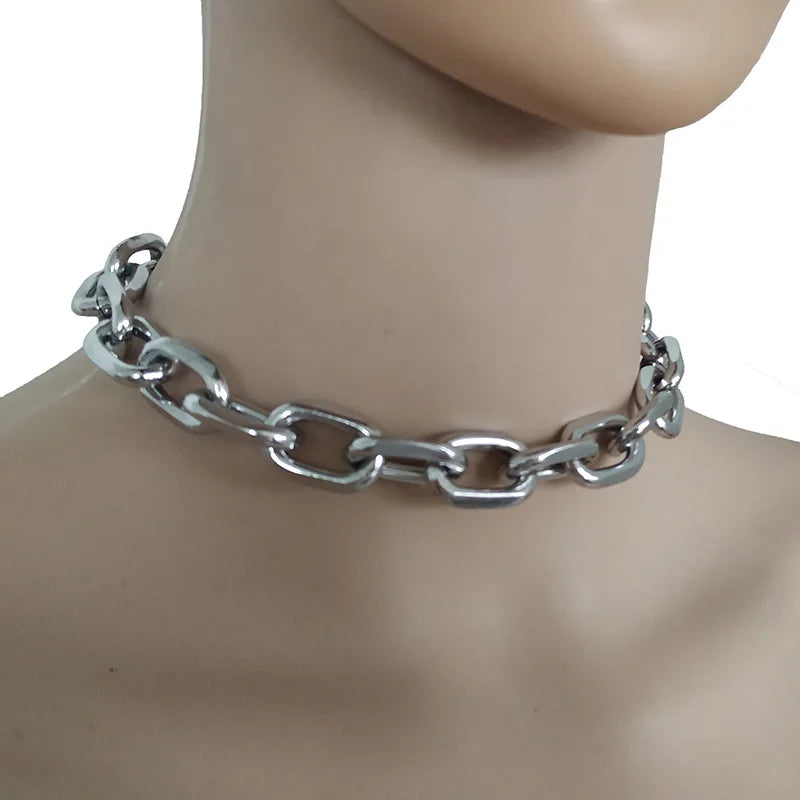 Heavy Metal Big Thick Chain Choker Collar Necklace Women Goth Fashion Night Club Jewelry