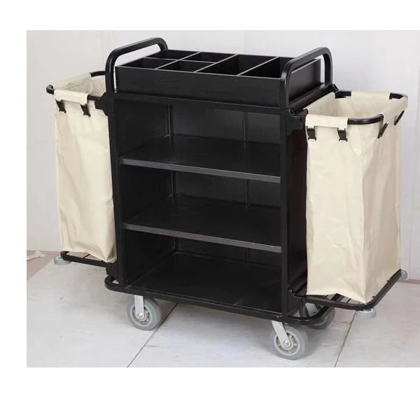 housekeeping Laundry Hamper Sorter Hotel Cleaning Linen Trolley Cart Hospital Heavy Duty Rolling Storage Utility Cart