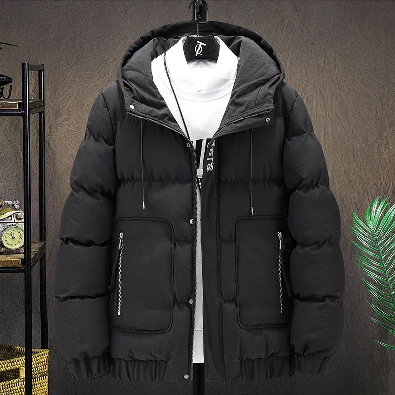 New Thicken Warm Cotton Jacket Men Winter Fashion Windproof Hooded Parkas Jackets High Quality Brand Leisure Jacket