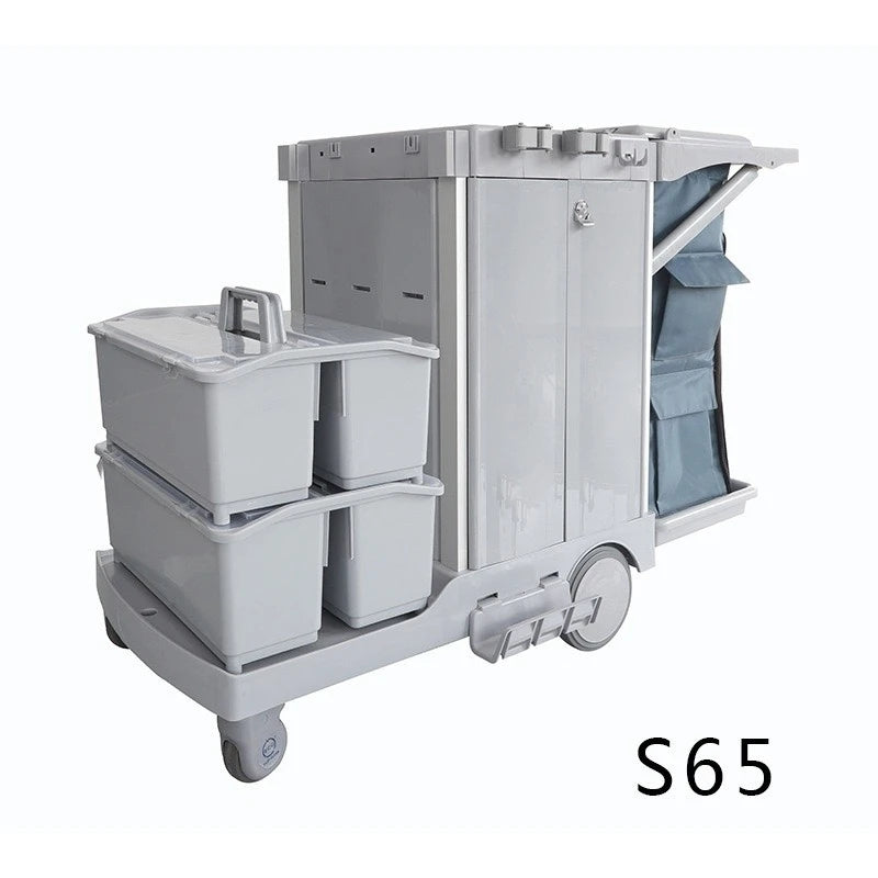 Wholesale Restaurant Service Multifunction Hotel Plastic Housekeeping Serving Folding Cleaning Trolley Janitorial Cart