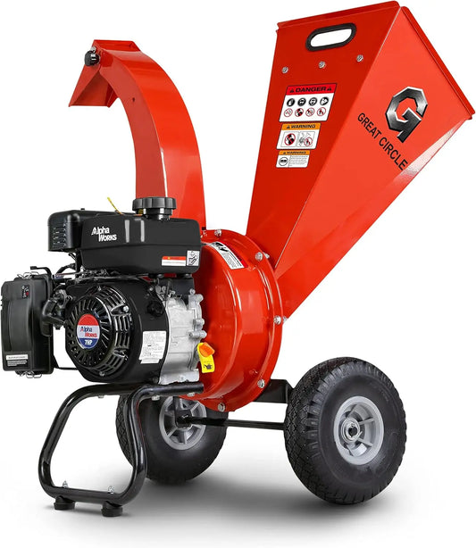 Mini Wood Chipper Shredder Mulcher Ultra Duty 7 HP Gas Powered 3" Inch Max Wood Capacity EPA/CARB Certified Aids