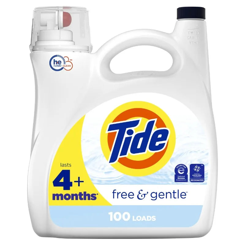 Free & Gentle Liquid Laundry Detergent, 100 Loads, 132 fl oz