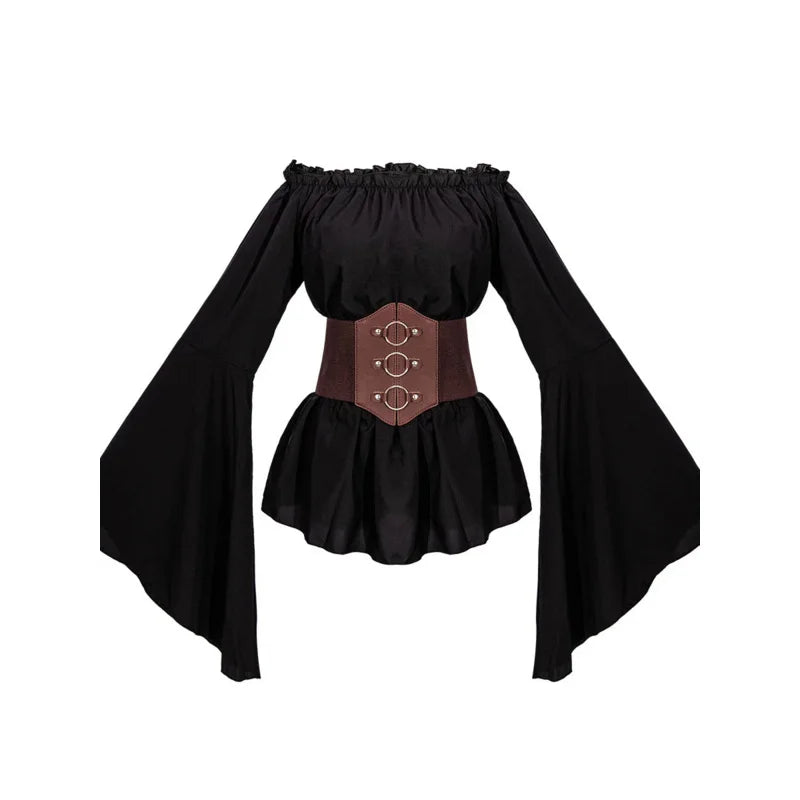 Medieval pirate shirts Halloween cosplay costumes Renaissance women's long sleeved shirts