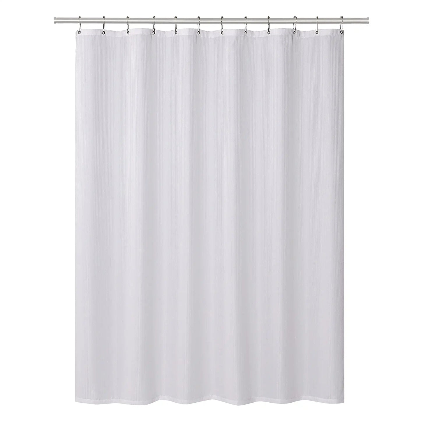 Clorox 100% Polyester Shower Curtain Set with Waterproof PEVA Liner and 12 Metal Hooks (White)