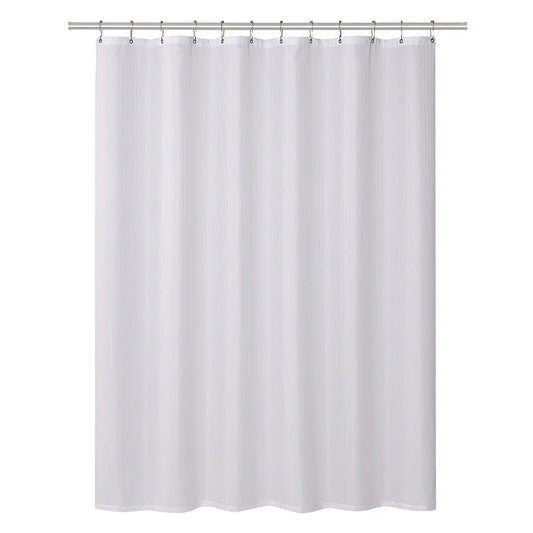 Clorox 100% Polyester Shower Curtain Set with Waterproof PEVA Liner and 12 Metal Hooks (White)