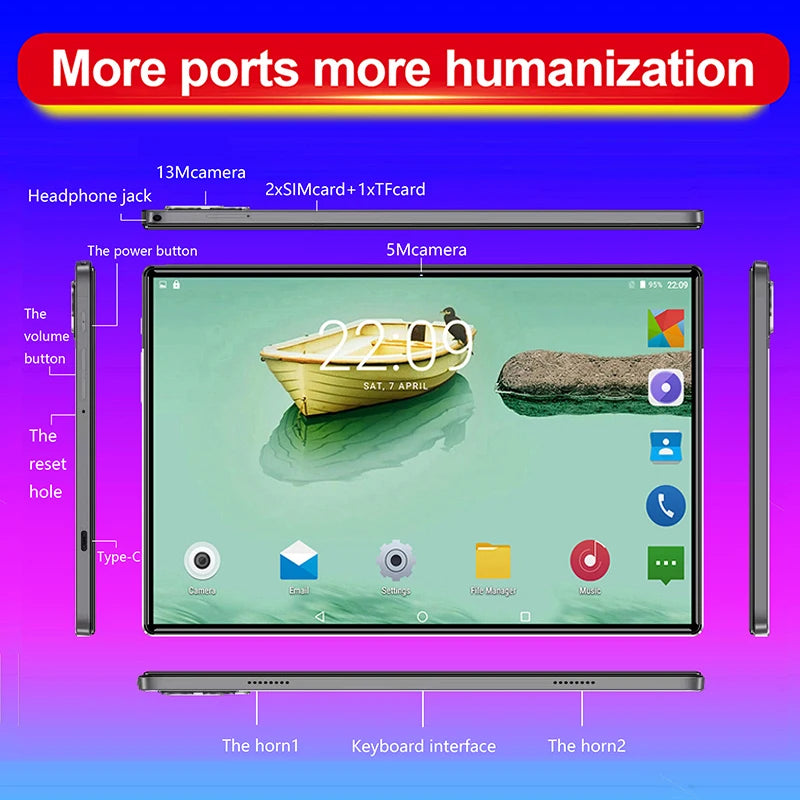 2024 Global Version 10.1 Inch 12G+512GB Tablet PC Ten Core WiFi Tablet PC Android 12.0 Dual SIM Camera 4G IPS Call Phone Tablet