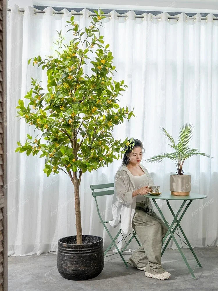 Osmanthus Tree Green Plant Fake Trees Potted Indoor Living Room Landscape Floor Bionic Bonsai