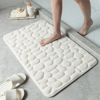 Non Slip Mat Super Absorbent Bath Mat Cobblestone Embossed Mat In Bathtub Floor Rug Shower Room Doormat Memory Foam Mat 60x40cm