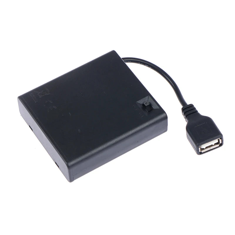 1PC High Quality Black ABS Material 4 X AA 5V Battery Case LED Light USB Mini Power Supply For Building Block Use