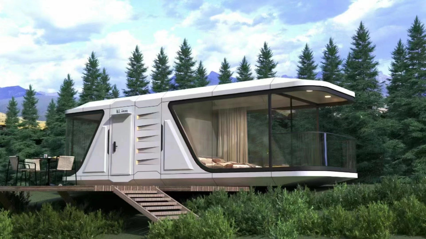 Steel frame tent space capsule cabin,Prefab apple cabin Hotel, Tiny Mobile Working House Office Pod Cabin Villa