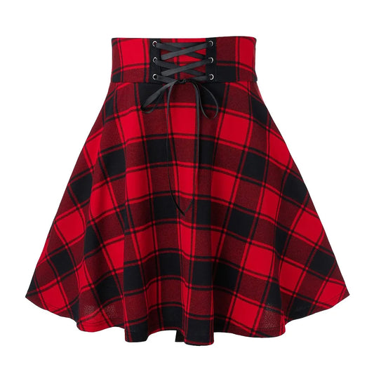 Checkered Women's  Skirt Women Pleated Mini Skirt Clubwear