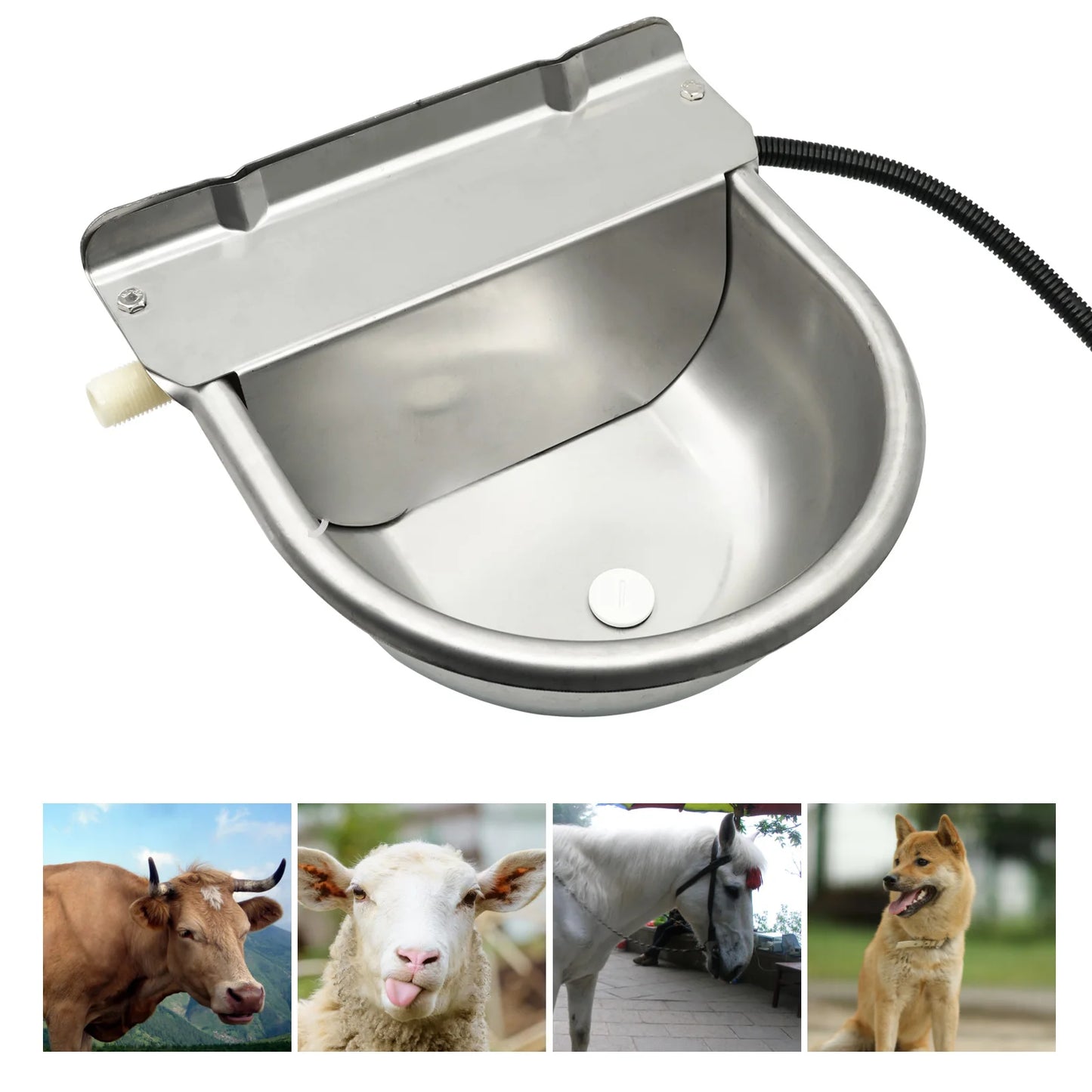 4L Automatic Heated Cattle Drinking Water Bowl Floating Ball Type Rodent Drinker Horse Sheep Dog Dispenser Feeding Eqipments