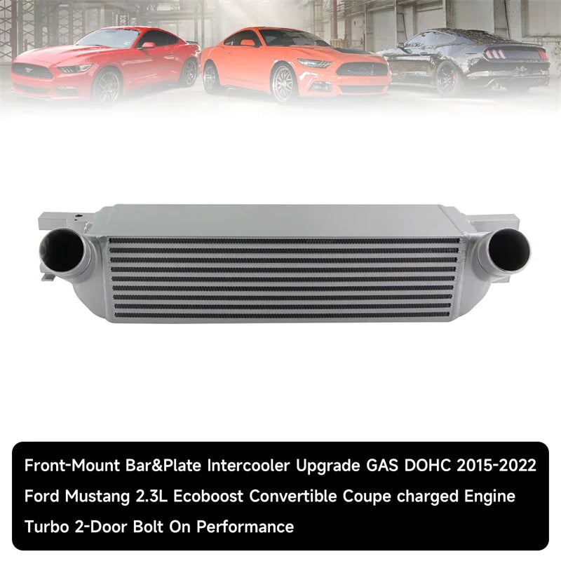 Bar&Plate Intercooler Performance Front Upgrade Fits for Ford Mustang 2.3L EcoBoost 2015-2020 Black/Silver