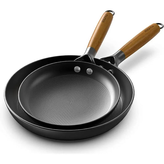 Non Stick Frying Pans - 8 inch & 10 inch Frying Pan Nonstick Set, Honeycomb Lock Oil Cast Iron Skillets, Dishwasher Safe