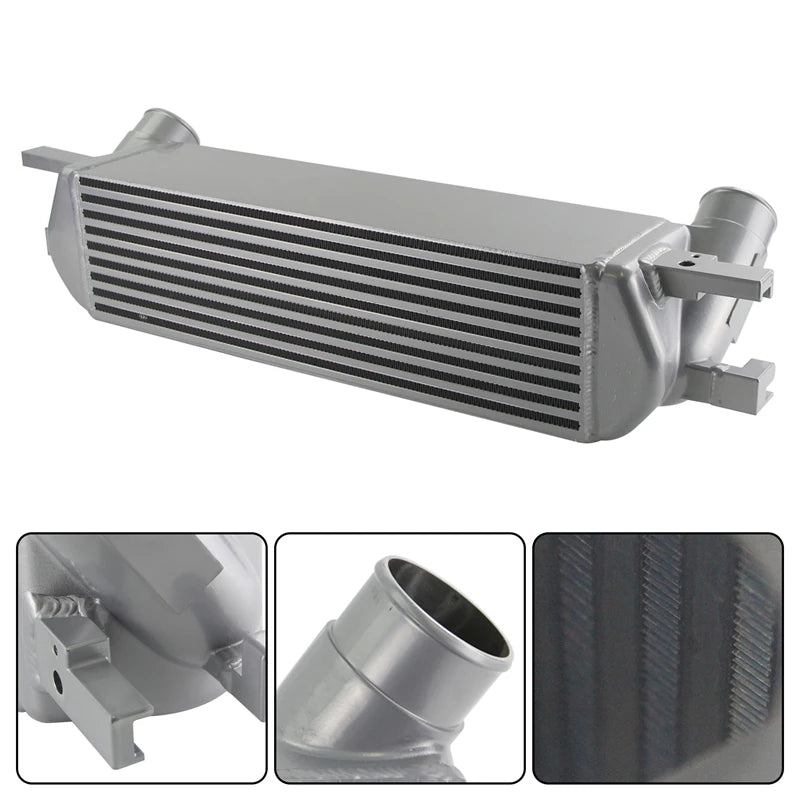 Intercooler Performance Front Upgrade Fits for Ford Mustang 2.3L EcoBoost 2015-2020 Black/Silver Bar&Plate