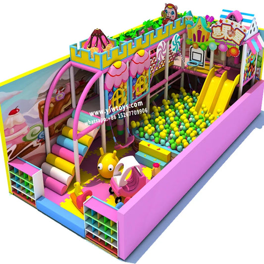 YLWCNN Customized Soft Indoor Playground Kids Pink Park Slide Ball Pool Trampoline Game Baby Play Equipment