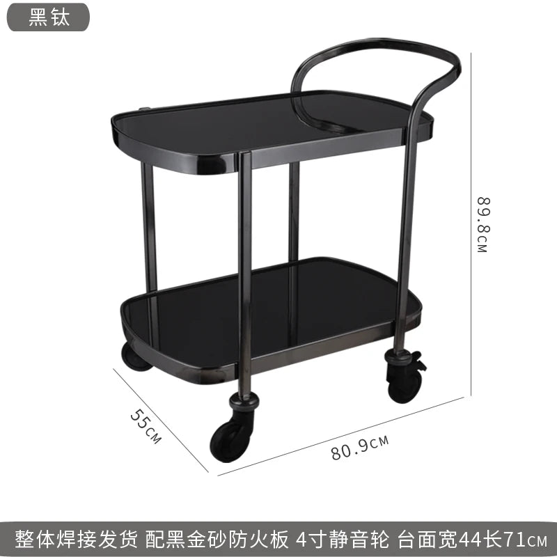 Stainless Basket Cart Drink Trolley Luxury Hotel Cleaning Tool Metal Wheels Mini Housekeeping Bar por mayor Rotating Serving