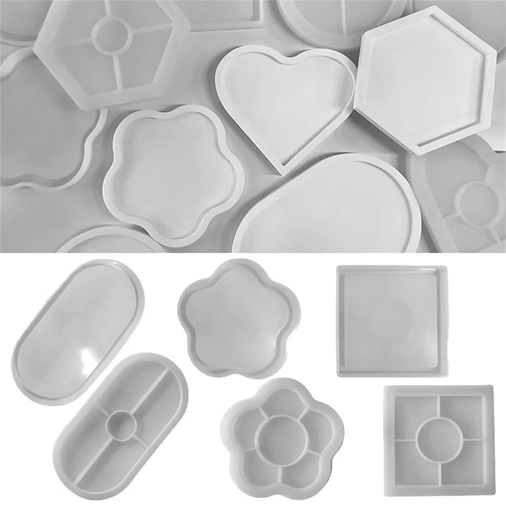 Geometry Tray Cement Silicone Molds DIY Flower Pot Concrete Plaster Mould Ashtray Coaster Crystal Mould Gypsum Mold Home Decor