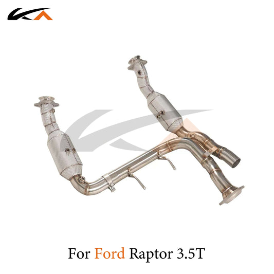 KA Tuning downpipe exhaust stainless steel headers for ford raptor 3.5t performance auto parts heat shield catalysis