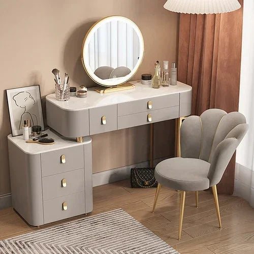 Storage Luxury Dressing Table White Makeup Mirror Chair Dressing Table European Luxury Penteadeira De Maquiagem Furniture Makeup