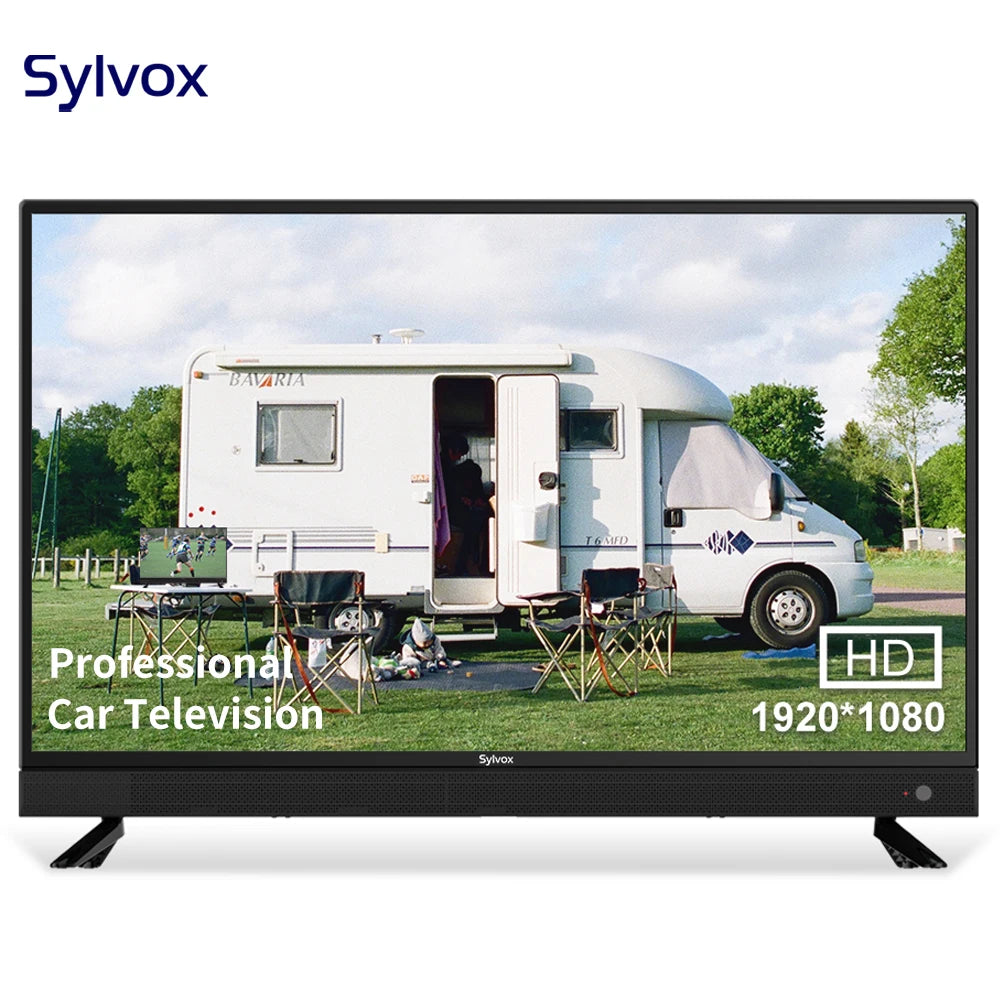 SYLVOX 32'' 12/24V Portable Car TV with FM Radio and Hi-Fi Speakers 1080P HD LED RV Television for Truck Camping Caravan Kitchen