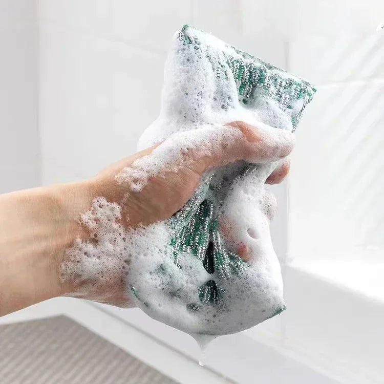 Sponge Rags Steel Wire Non -oil Brush Rag Reusable Double Sided Cleaning Cloth Dishrag Dishcloth Kitchen Cloths Towels Products