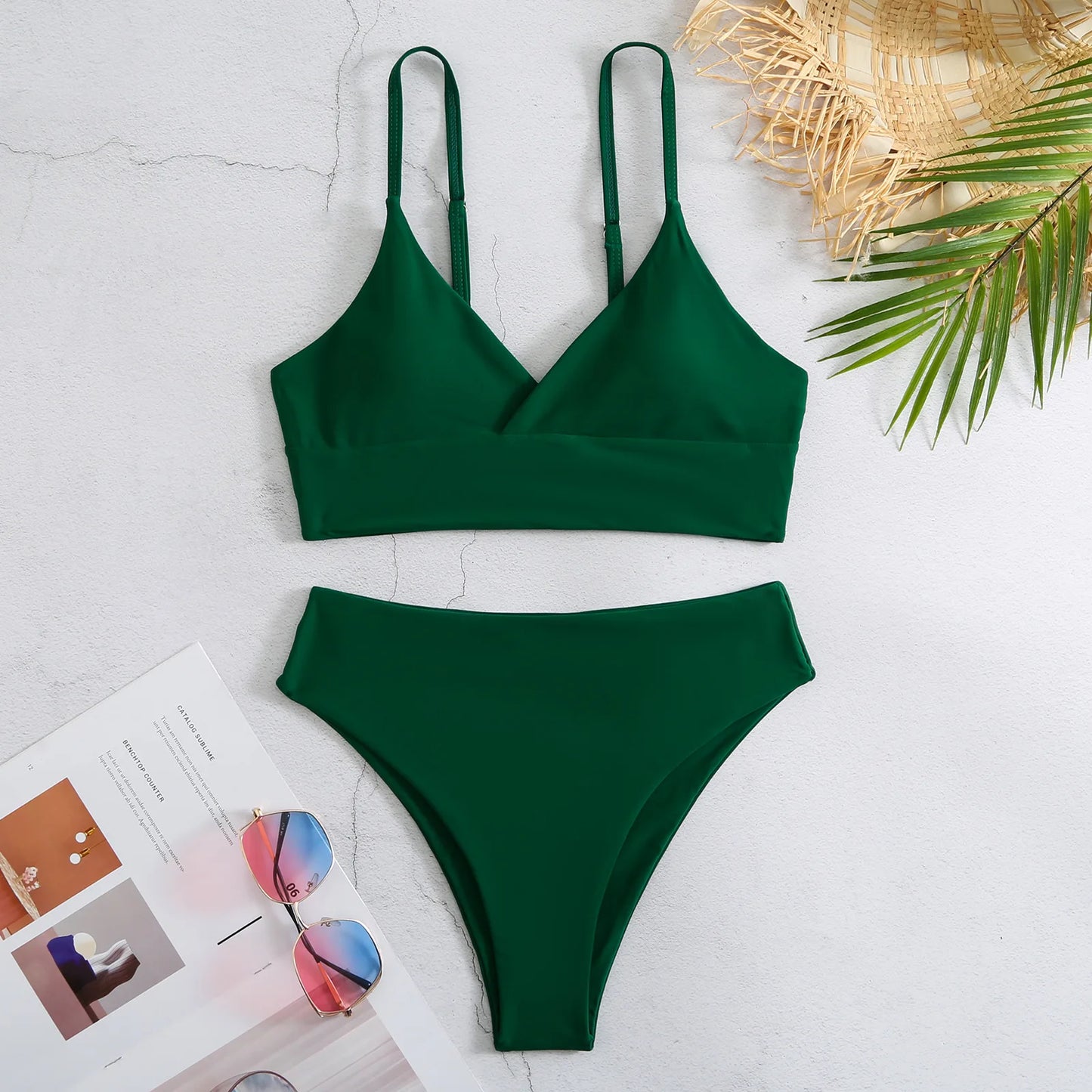 High Waist Bikinis 2023 Women Solid Strape Swimsuit Female Padded Swimwear Bathers Bathing Swimming Swim Suit Summer Beachwear