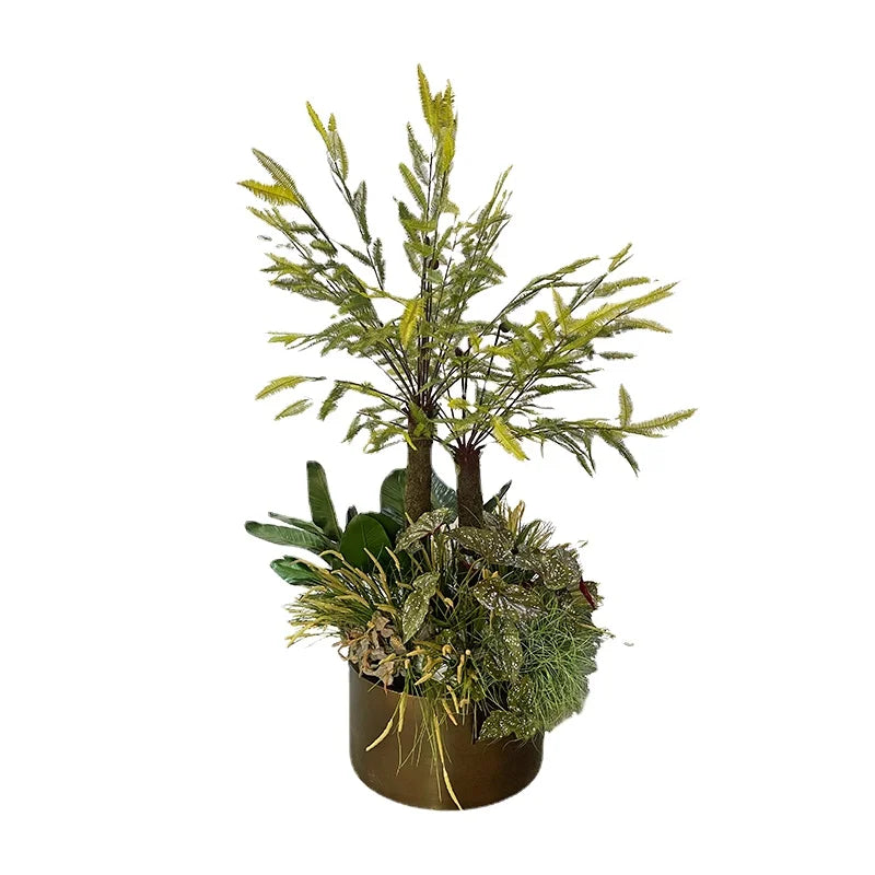 Wholesale High Quality Potted Plants High-End 100cm Diameter Metal Pot Decorative Artificial Tree