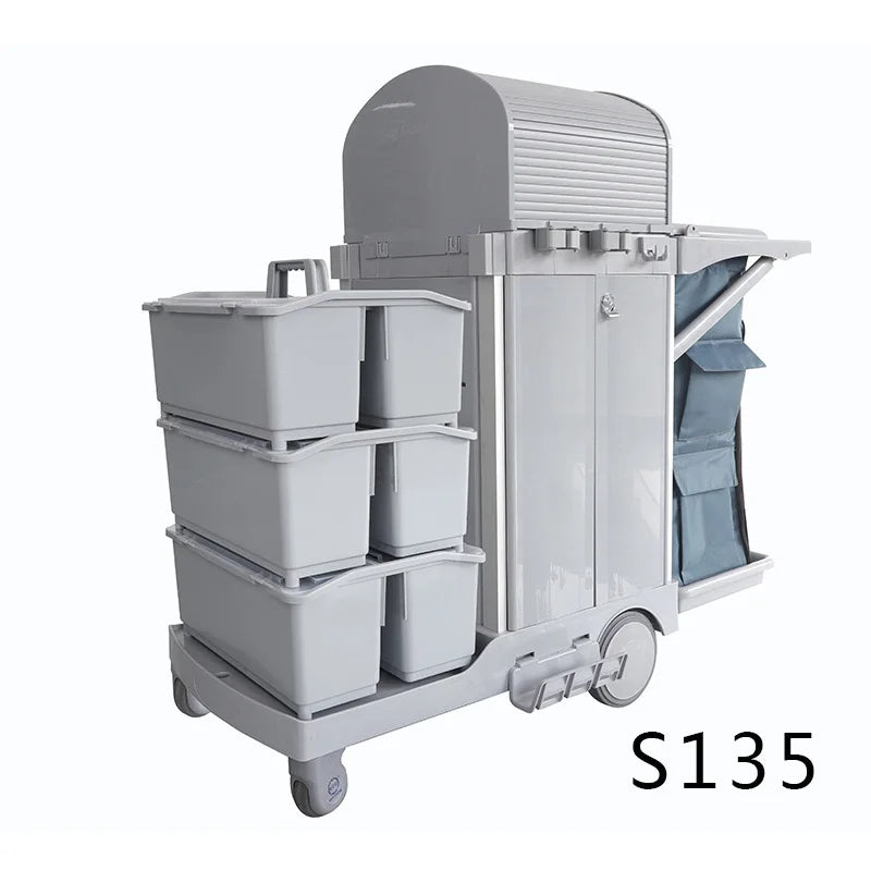 Wholesale Restaurant Service Multifunction Hotel Plastic Housekeeping Serving Folding Cleaning Trolley Janitorial Cart