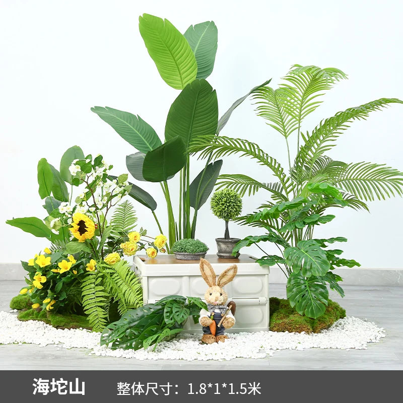 Simulation of green plant landscaping camping combined balcony landscape indoor fake green plant window decoration stair corner