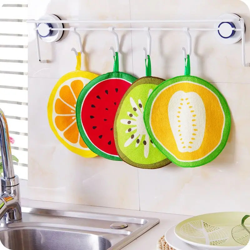 Cute Fruit Print Dish Cloth Wiping Napkin Kitchen Hand Towel Microfiber Towels Cleaning Rag Hanging Towel Quick-Dry Products