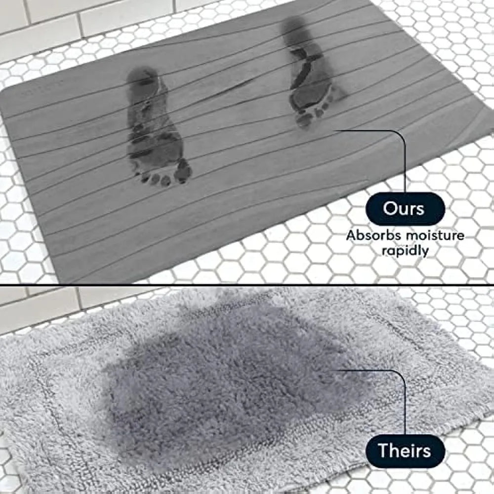 Stone Bath Mat, Diatomaceous Earth Shower Mat, Non-Slip Super Absorbent Quick Drying Bathroom Floor Bath Mats Bathroom