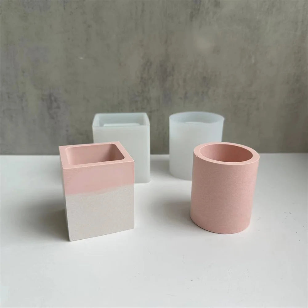 1/2PCS Vase Silicone Mold Concrete Aromatherapy Plaster Flower Pot Molds Candle Jar Epoxy Resin Storage Box Mould Handmade