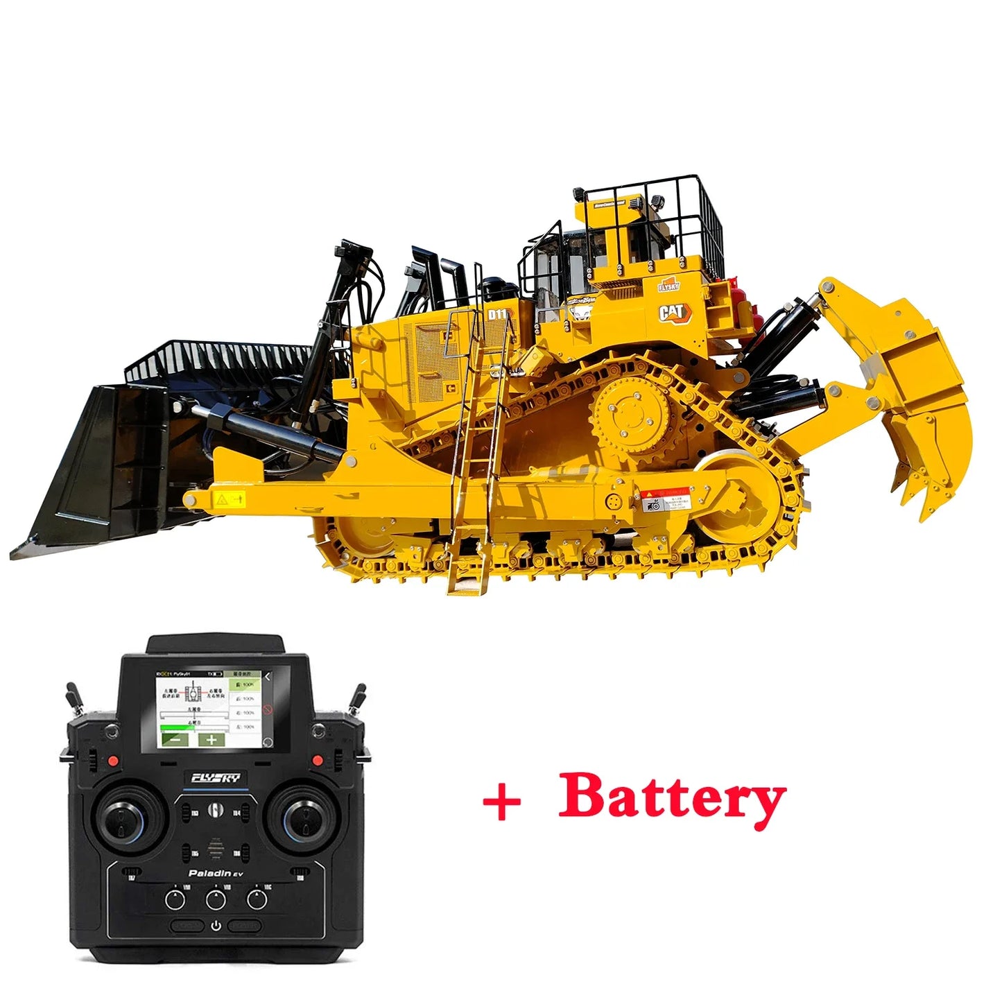 1/10 D10T RC Hydraulic Bulldozer Heavy Engineering Remote Control Car Metal Model with Light Sound System Boys Truck Toy