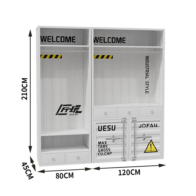 Industrial Style Simple Wardrobe Storage Bedroom Cloakroom Iron Container Wardrobe