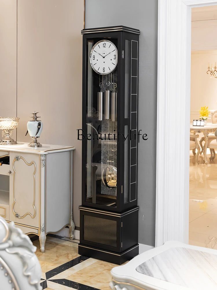 German Hermle Light Luxury the Grandfather Clock Chinese Retro Pendulum Clock Mechanical Solid Wood Large Clock